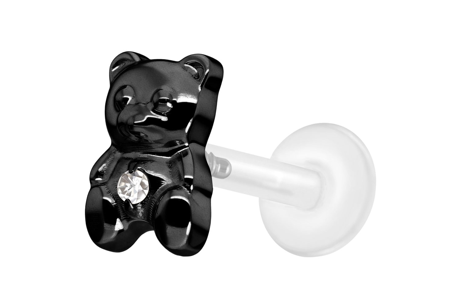 PTFE Labret Piercing mit Innengewinde + Titan-Aufsatz TEDDYBÄR